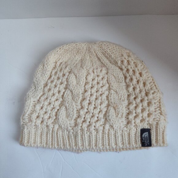 The Ladies SZ OS The North Face Cream Cable Knit Hat - Picture 1 of 3